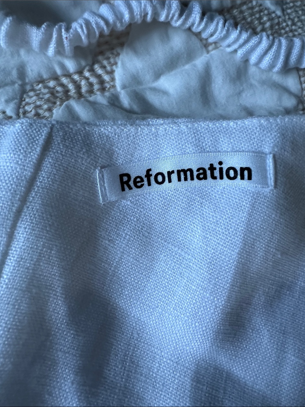 REFORMATION Women's White Sweetheart Linen-Crop Top - Picture 3 of 4